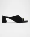 Schutz Jodie Suede Block-heel Sandals In Black