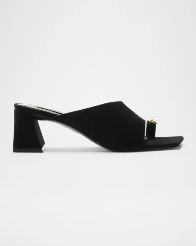 Schutz Jodie Suede Block-heel Sandals In Black