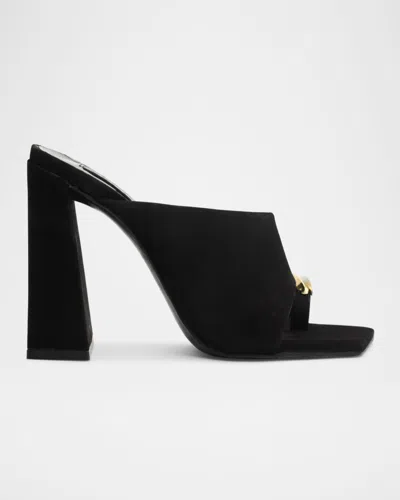 Schutz Jodie Toe-post Nubuck Sandals In Black