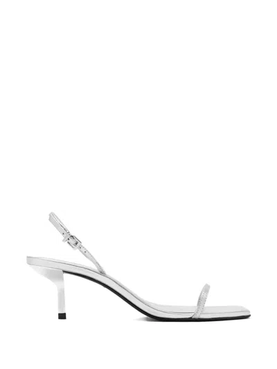 Schutz Judith Square-toe Heeled Sandals In Silver