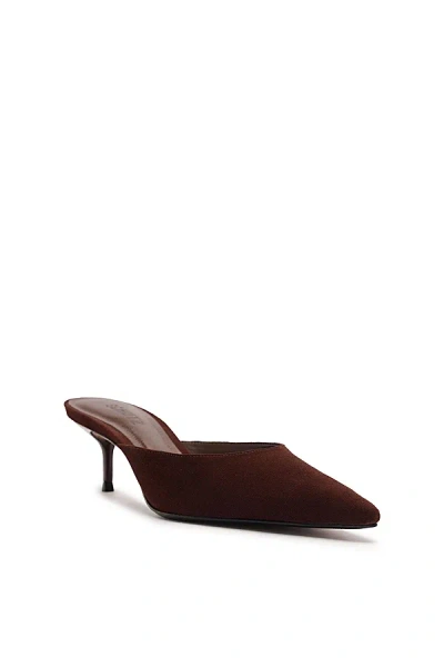 SCHUTZ JULIE KITTEN HEEL MULE IN CHESTNUT BROWN, WOMEN'S AT URBAN OUTFITTERS
