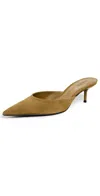 Schutz Julie Kitten Heel Mules Dried Pistachio In Green