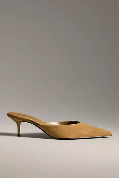 Schutz Julie Suede Pointed-toe Kitten-heel Mules In Green