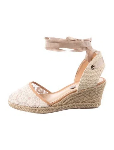 Pre-owned Schutz Jute Lace Pattern Pumps In Neutrals