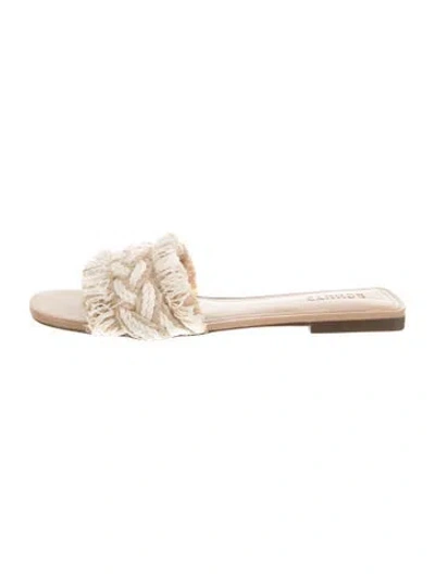 Pre-owned Schutz Jute Patterned Flats In Neutral