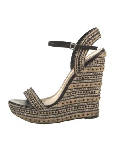 Pre-owned Schutz Jute Patterned Sandals In Multicolor