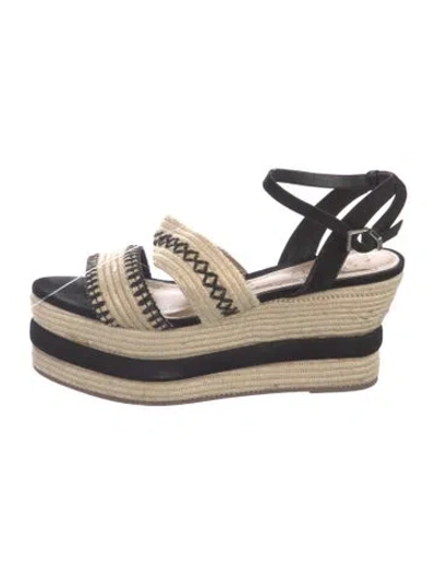 Pre-owned Schutz Jute Striped Sandals In Black/neutrals