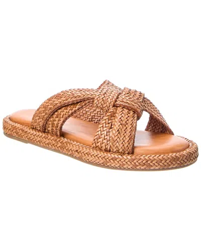 Schutz Kali Leather Flat Sandal In Brown