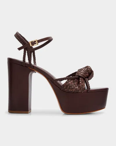 Schutz Kalina 100mm Leather Platform Sandals In Brown