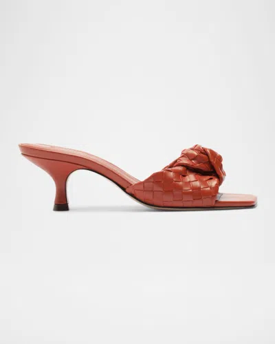 Schutz Kareena Woven Leather Mule Sandals In Orange
