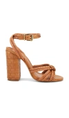 Schutz Kathleen Woven Ankle-strap Sandals In Brown