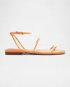 Schutz Kaya Braided Leather Flat Sandals In Coral Sand
