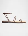 Schutz Kaya Braided Leather Flat Sandals In Desert Brown