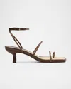 Schutz Kaya Braided Leather Stiletto Sandals In Desert Brown