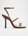 Schutz Kaya Braided Leather Stiletto Sandals In Brown