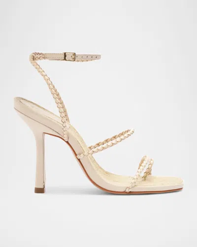 Schutz Kaya Braided Leather Stiletto Sandals In Off White