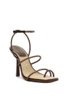 Schutz Kaya Braided Leather Stiletto Sandals In Brown