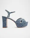 Schutz Keefa Ankle-strap Platform Sandals In Blue