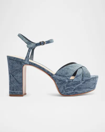 Schutz Keefa Ankle-strap Platform Sandals In Blue