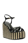 Schutz Keefa Leather Ankle-strap Platform Sandals In Black