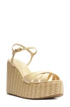 Schutz Keefa Ankle Strap Platform Wedge Sandal In Beige