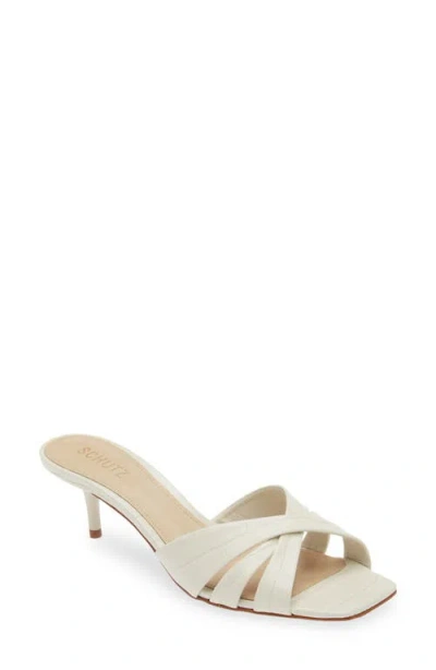 Schutz Keefa Kitten Heel Sandal In Pearl