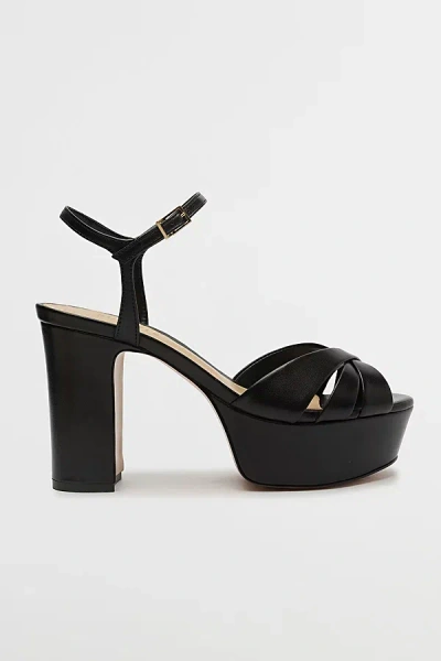 Schutz Keefa Nubuck Ankle-strap Platform Sandals In Black