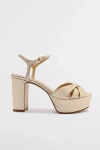 Schutz Women's Keefa Crossover Strap High Heel Platform Sandals In Gold