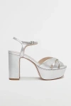 Schutz Keefa Metallic Leather Platform Sandals In Silver