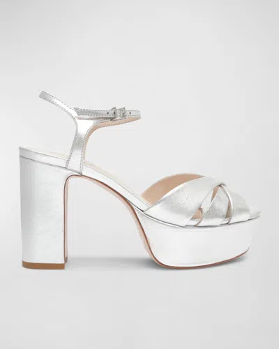 SCHUTZ KEEFA METALLIC LEATHER PLATFORM SANDALS