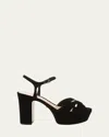 Schutz Keefa Nubuck Ankle-strap Platform Sandals In Black