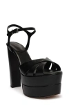 Schutz Keefa Leather Ankle-strap Platform Sandals In Black