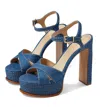 Schutz Keefa Platform Sandal In Denim In Multi