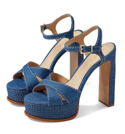 Schutz Keefa Platform Sandal In Denim In Multi