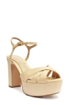 Schutz Keefa Metallic Leather Platform Sandals In White