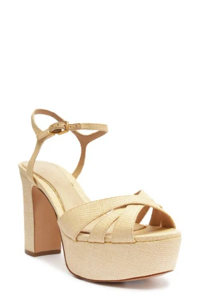 Schutz Keefa Metallic Leather Platform Sandals In White