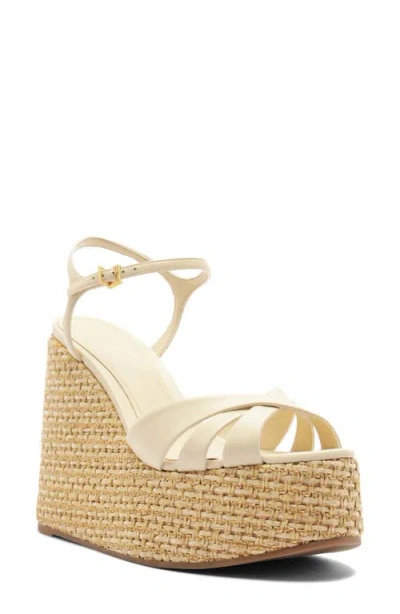 Schutz Keefa Platform Wedge Ankle Strap Sandal In White