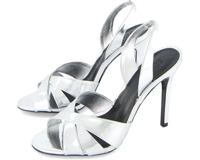 Schutz Keefa Sling Heels Women's 10.5 Prata Leather Slingback Stiletto Zpo1787 In Silver