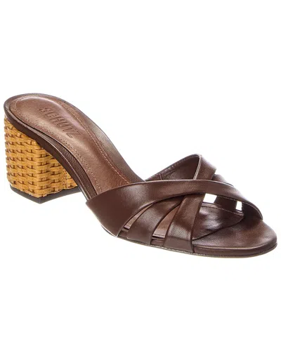 Schutz Keefa Straw Leather Sandal In Brown
