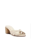 Schutz Keefa Woven-heel Slide Sandals In Metallic