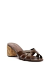 Schutz Keefa Woven-heel Slide Sandals In Brown