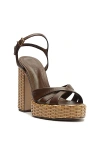 Schutz Keefa Woven-heel Platform Sandals In Brown