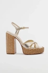 SCHUTZ KEEFA STRAW PLATFORM SANDAL IN GOLD, WOMEN'S AT URBAN OUTFITTERS