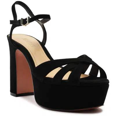 Schutz Keefa Womens Block Heel Man Made Ankle Strap In Black