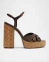 Schutz Keefa Woven-heel Platform Sandals In Brown