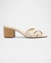 Schutz Keefa Woven-heel Slide Sandals In Beige