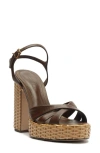 Schutz Keefa Woven Platform Sandal In Desert Brown