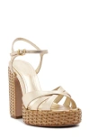Schutz Keefa Woven-heel Platform Sandals In Platina