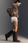 Schutz Keira Up Cloak Suede Slouchy Boots In Brown