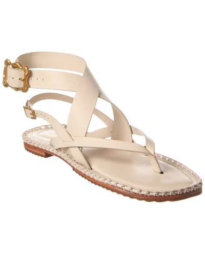 Schutz Keith Leather Flat In Neutral